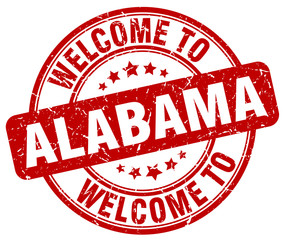 welcome to Alabama red round vintage stamp