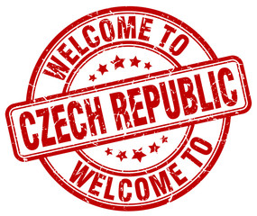 welcome to Czech Republic red round vintage stamp