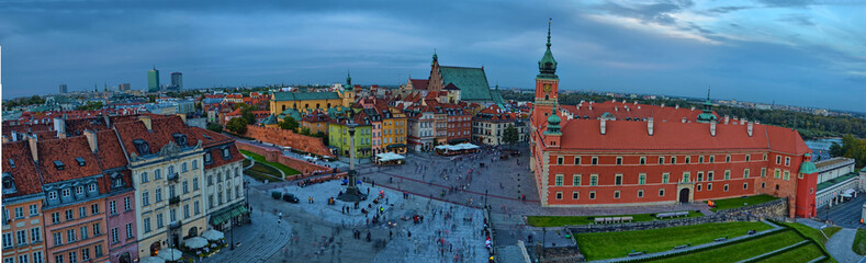 Panoramic view of  Zamkowy Castle square, Warsaw, Poland