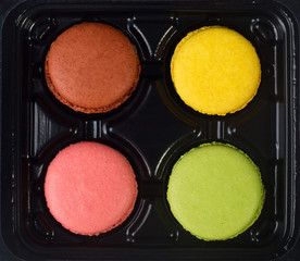 Macarons pastries in a package
