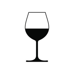 Wine glass icon with wine. Isolated sign glass of wine on white background. Vector illustration.