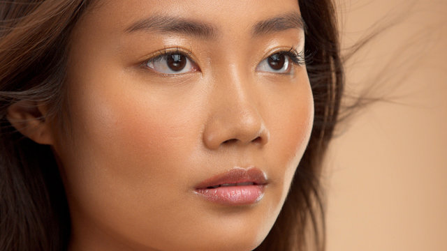 closeup portrait of asian corean japanese thai model. Asian eyes