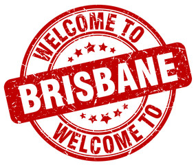 welcome to Brisbane red round vintage stamp