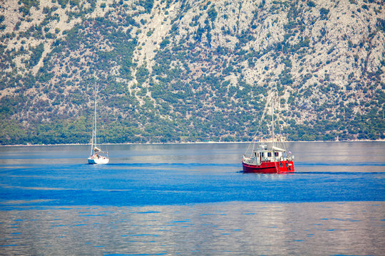 scenic image of bay with sail boats 