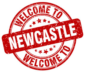 welcome to Newcastle red round vintage stamp