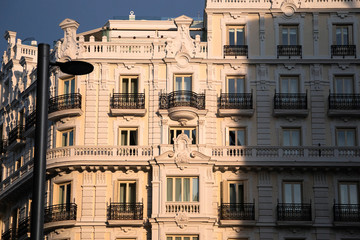 Beautiful classic traditional european architecture on the streets of the famous capital of Spain - Madrid