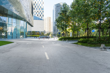 Highway and Modern Urban Architecture in Qiantang River New Town, Hangzhou, China
