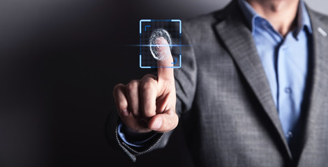 Biometric identification concept with fingerprints.