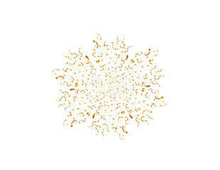 Confetti isolated on white background. Golden ribbons. Festive vector illustration
