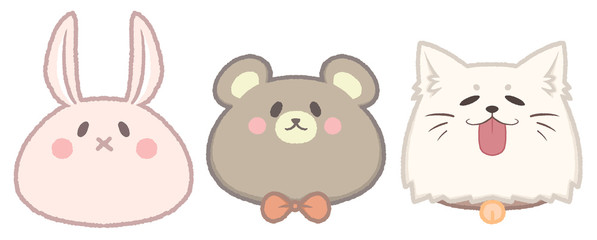 cute animal rabbit bear dog illustration