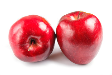 two red apples isolated on white background.