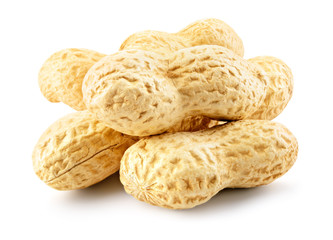 Peanuts isolated on white background. Full depth of field.