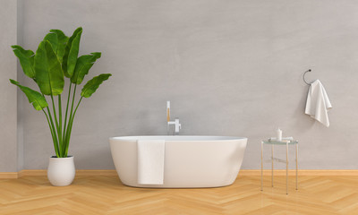 Bathroom interior bathtub, 3D rendering