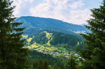 Obraz na płótnie Canvas village in the Carpathian Mountains, aerial view