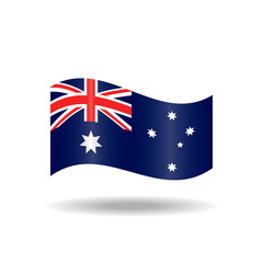 Waving Australian flag on a white background.Vector illustration. Flat design for business financial marketing banking advertising web concept cartoon illustration.
