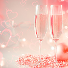 Champagne glasses St. Valentine background