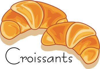 Two croissants isolated on white