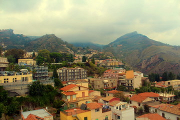 Obraz premium Sicily, sea, mountains, cities