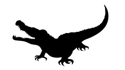Vector silhouette of crocodile on white background.