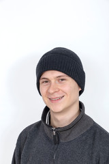 young man with wooly hat