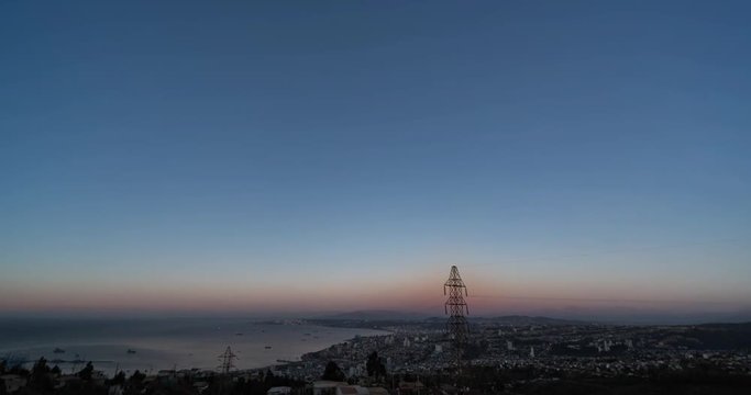 Time Lapse, Valparaiso Bay From Day To Night, Chile