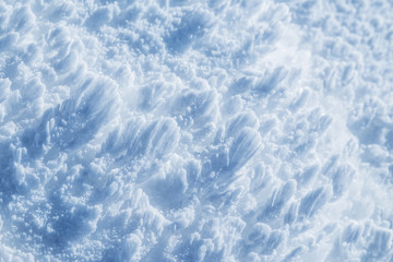Macro shot of snow crystal cover. Background for winter season.