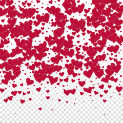 Red heart love confettis. Valentine's day gradient