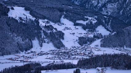 Hollersbach village view in winter