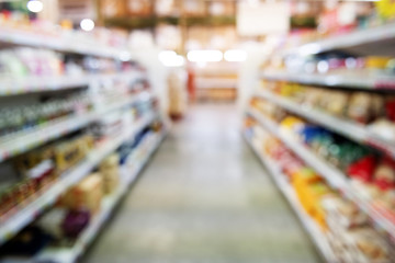 Abstract blur supermarket and retail store in shopping mall interior for background