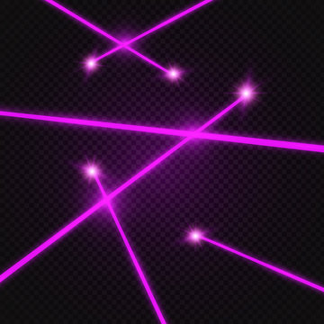 Set of abstract colors laser beam. Transparent is isolated on a black background. Vector illustration.