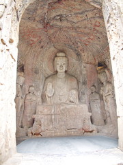Luoyang Longmen grottoes. Buddha and the stone caves and sculptures in the Longmen Grottoes in Luoyang, China. Taken in 14th October 2018