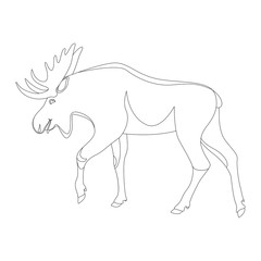 cartoon moose ,vector illustration , lining draw ,profile 
