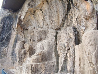 Luoyang Longmen grottoes. Buddha and the stone caves and sculptures in the Longmen Grottoes in Luoyang, China. Taken in 14th October 2018