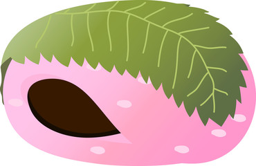 Gradation Bean paste rice cake wrapped in a cherry leaf