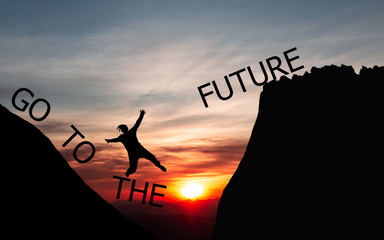 creative idea concept  People jumping over the mountains Lead to the Success
