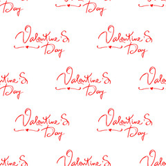 Valentine's Day Holiday Text Seamless Pattern Background. Vector Illustration.