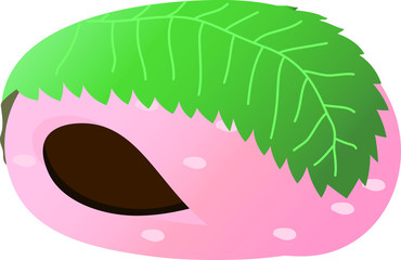 Gradation cute Bean paste rice cake wrapped in a cherry leaf