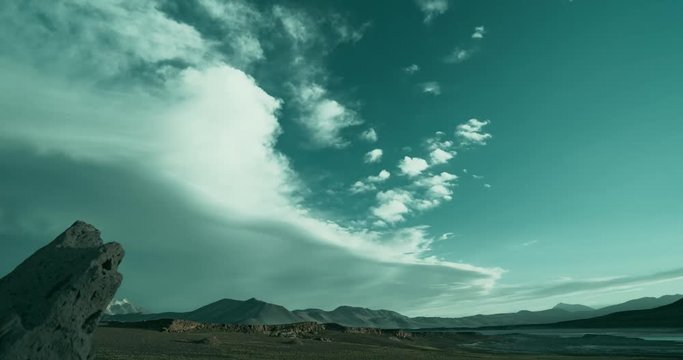 Time Lapse, Starry And Cloudy Night At Piedras Rojas, Chile
