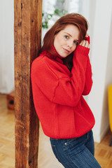Thoughtful introvert young woman