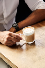 Close up of man with coffee