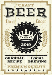 Beer vector advertising poster with bottle cap