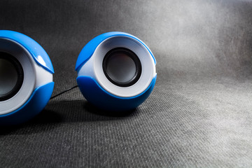 Small and portable round speakers for reproduction of music. Modern technologies. Electronics....