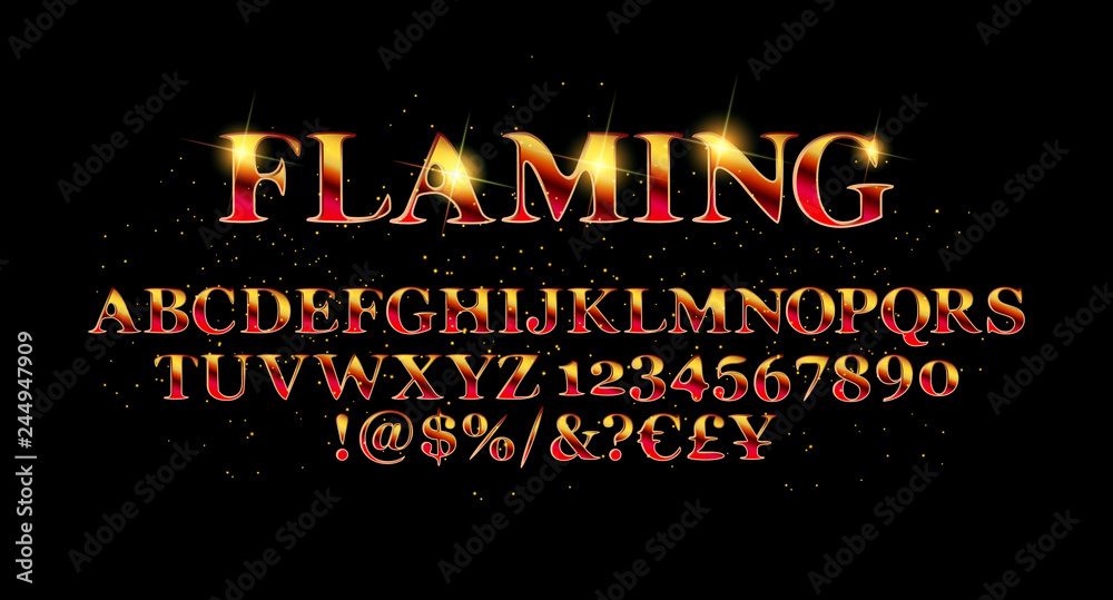 Fototapete vector of abstract flaming font a