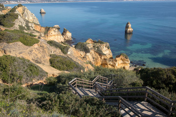 Fototapeta na wymiar Cliff at Camilo Beach, Lagos, Algarve
