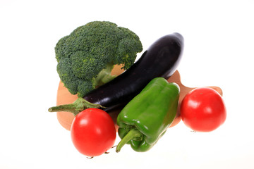 vegetables on white background