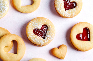 Traditional Linzer cookie with strawberry jam