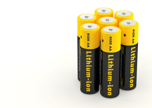 Lithium-ion Batteries - 3D Rendering 