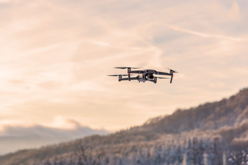 Fototapeta na wymiar drone flying at dusk.