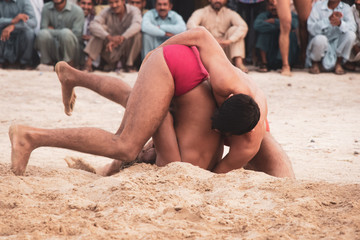 Kusthi (local wrestling) in open public ground at Deria, Dubai, UAE