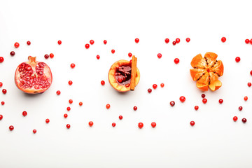 Fototapeta premium Composition with ingredients for tasty mulled wine on white background